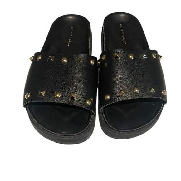 Mercer & Madison leather studded slides black 8 - Picture 1 of 8